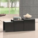 Three Nested Glass Coffee Tables - Black Glass