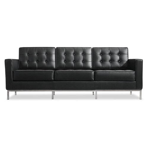 Florence Sofa Petite Dreisitzer mit schwarzem Leder