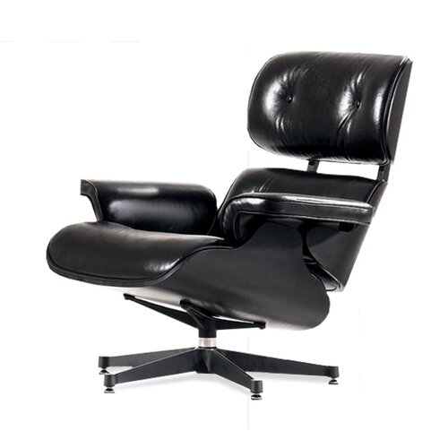 Lounge Sessel - Schwarz mit schwarzem Holz