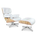 Lounge Sessel und Ottomane neue Maße - Weiß mit Eichenholz
